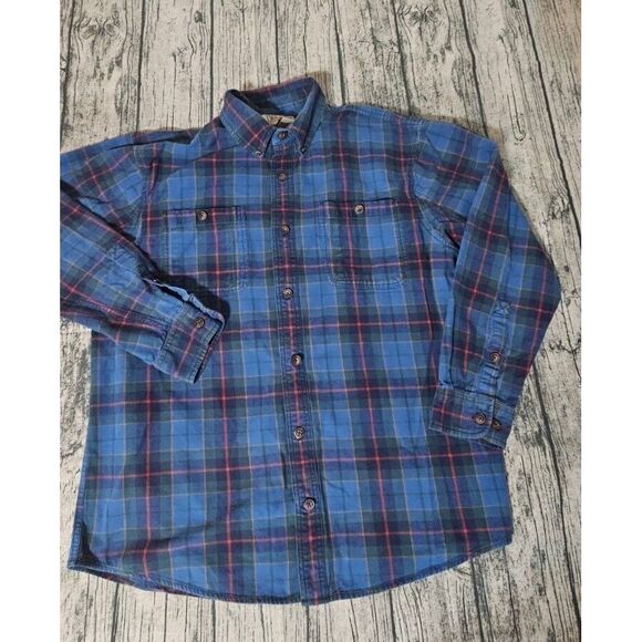 Duluth Trading Shirt Jacket Men's Size Large Blue Green‎ Scotch Flannel Plaid L - Picture 1 of 3